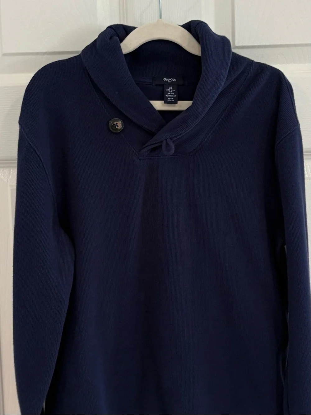 GAP Navy Blue Shawl-Collar Pullover Long Sleeve Sweatshirt Sweater Boys L 10/12